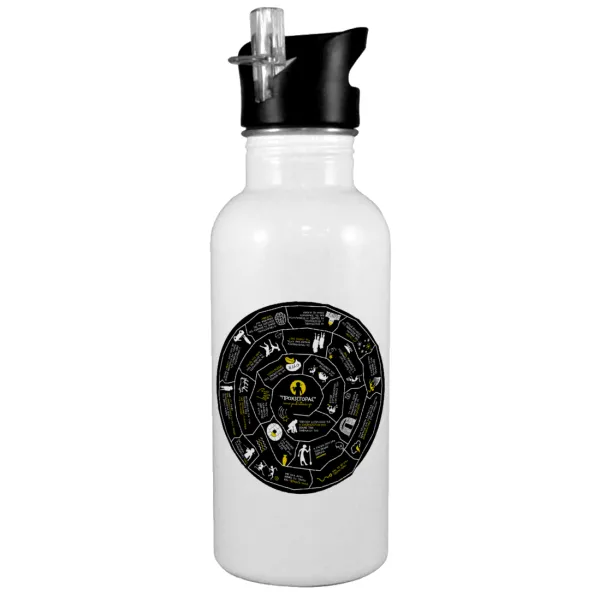 Προχίστορας — White water bottle with straw, stainless steel 600ml