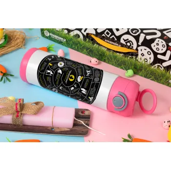Προχίστορας, Easter candle, Childrens hot water bottle, stainless steel, with safety straw, PINK (500ml)