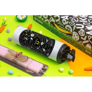 Προχίστορας, Πασχαλινή Λαμπάδα με Travel Tumbler θερμό με διπλό καπάκι (600ml, BPA free) & κερί αρωματικό πλακέ (30cm) (ΡΟΖ)