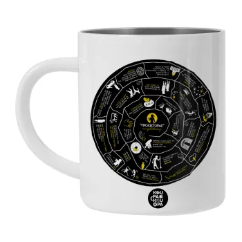 Προχίστορας, Λευκή Ανοξείδωτη Μεταλλική Κούπα 450ml - Διπλού Τοιχώματος 