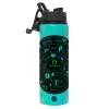 Metallic water bottle with safety lid, 850ml aluminum