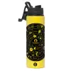 Metallic water bottle with safety lid, 850ml aluminum