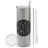 Tumbler stainless steel Silver 600ml, with metal straw & cleaning brush