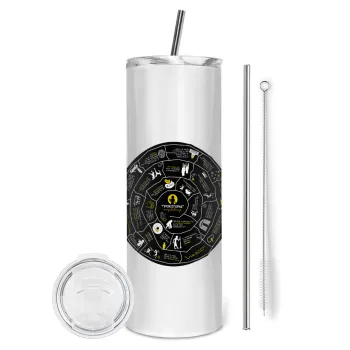 Προχίστορας, Tumbler stainless steel 600ml, with metal straw & cleaning brush