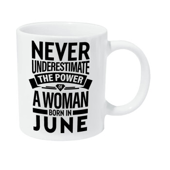 Never Underestimate the poer of a Woman born in..., Κούπα Giga, κεραμική, 590ml