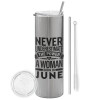 Tumbler stainless steel Silver 600ml, with metal straw & cleaning brush