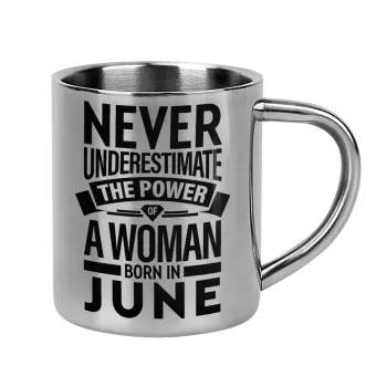 Never Underestimate the poer of a Woman born in..., Κούπα Ανοξείδωτη διπλού τοιχώματος 300ml