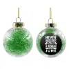 Transparent Christmas tree ball ornament with green filling 8cm
