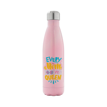 Every mom is a Queen, Metal mug thermos Pink Iridiscent (Stainless steel), double wall, 500ml