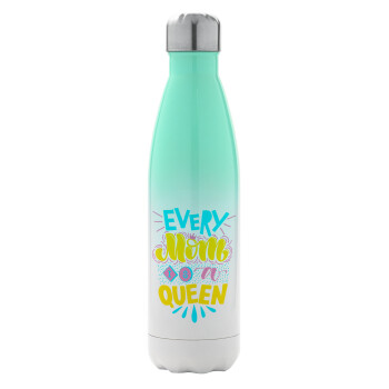 Every mom is a Queen, Metal mug thermos Green/White (Stainless steel), double wall, 500ml