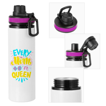 Every mom is a Queen, Metallic water bottle with safety lid, 850ml aluminum