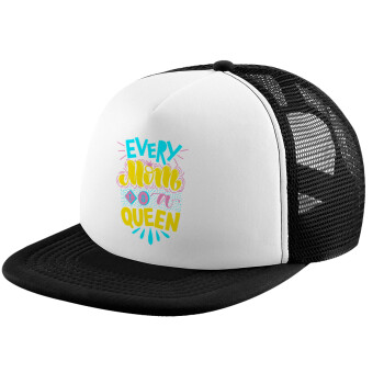 Every mom is a Queen, Καπέλο Soft Trucker με Δίχτυ Black/White 