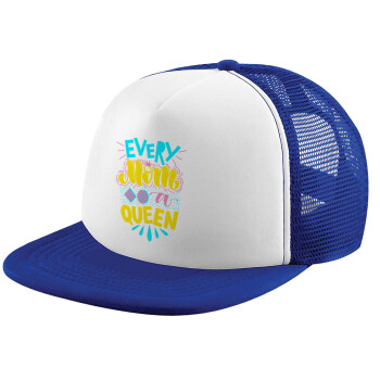 Every mom is a Queen, Καπέλο Soft Trucker με Δίχτυ Blue/White 
