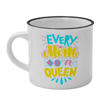 Every mom is a Queen, Κούπα κεραμική vintage Λευκή/Μαύρη 230ml