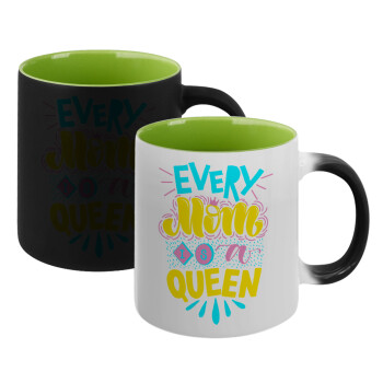 Every mom is a Queen, Κούπα Μαγική εσωτερικό πράσινο, κεραμική 330ml που αλλάζει χρώμα με το ζεστό ρόφημα (1 τεμάχιο)