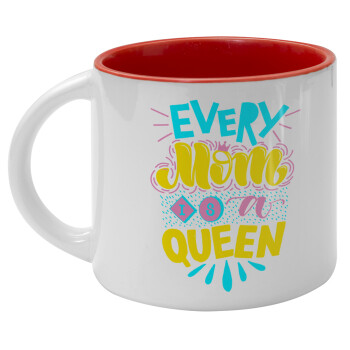 Every mom is a Queen, Κούπα κεραμική 400ml Λευκή/Κόκκινη