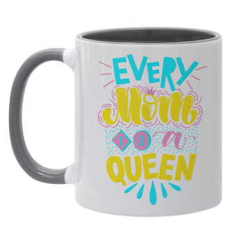 Every mom is a Queen, Κούπα χρωματιστή γκρι, κεραμική, 330ml
