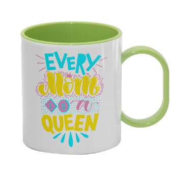 Every mom is a Queen, Κούπα (πλαστική) (BPA-FREE) Polymer Πράσινη για παιδιά, 330ml