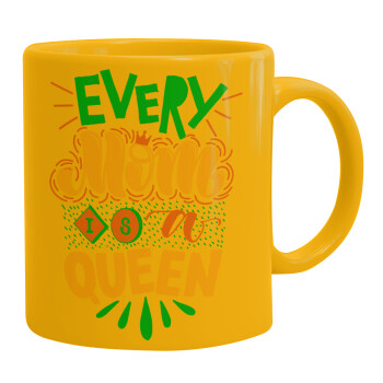 Every mom is a Queen, Ceramic coffee mug yellow, 330ml