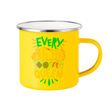 Every mom is a Queen, Yellow Enamel Metallic Cup 360ml