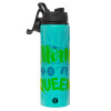 Metallic water bottle with safety lid, 850ml aluminum