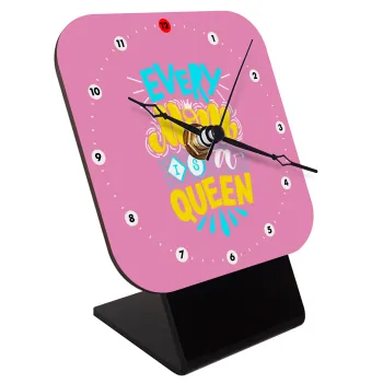 Every mom is a Queen, Quartz Wooden table clock with hands (10cm)