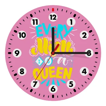 Every mom is a Queen, Ρολόι τοίχου ξύλινο (20cm)