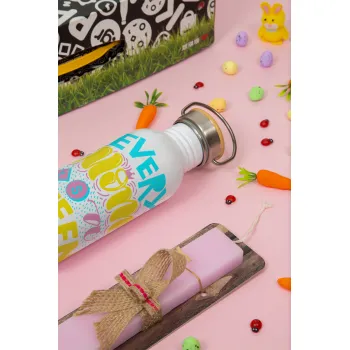 Every mom is a Queen, Πασχαλινή Λαμπάδα με παγούρι μεταλλικό (620ml, stainless steel) & κερί αρωματικό πλακέ (30cm) (ΡΟΖ)