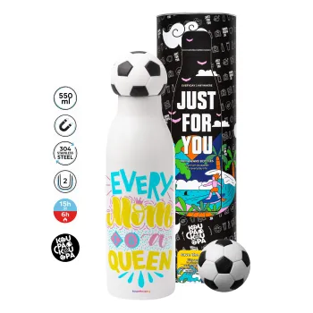 Every mom is a Queen, Soccer Metal mug thermos, double wall, 550ml