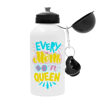 Every mom is a Queen, Metal water bottle, White, aluminum 500ml