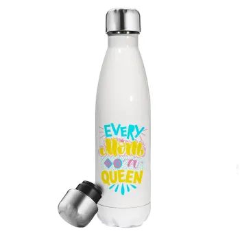 Every mom is a Queen, Metal mug thermos White (Stainless steel), double wall, 500ml