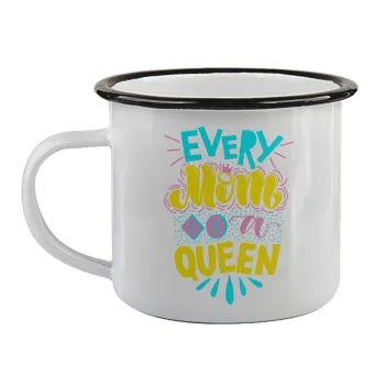 Every mom is a Queen, Κούπα εμαγιέ με μαύρο χείλος 360ml