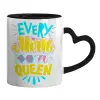 Mug heart black handle, ceramic, 330ml