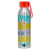 Aluminum Sports Bottle 650ml – Silver with Red Cap and Silicone Strap