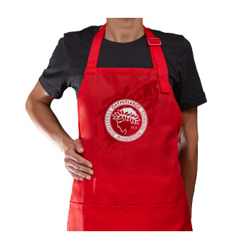 Olympiacos F.C., Ποδιά Μακριά Σεφ ολόσωμη με τσέπες Κόκκινη (ΕΝΗΛΙΚΩΝ)