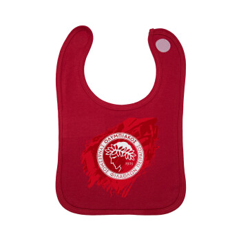 Olympiacos F.C., Σαλιάρα με Σκρατς Κόκκινη 100% Organic Cotton (0-18 months)