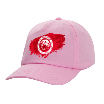 Olympiacos F.C., Καπέλο παιδικό casual μπειζμπολ, 100% Βαμβακερό Twill, ΡΟΖ (ΒΑΜΒΑΚΕΡΟ, ΠΑΙΔΙΚΟ, ONE SIZE)