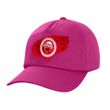 Olympiacos F.C., Καπέλο παιδικό Baseball, 100% Βαμβακερό Twill, Φούξια (ΒΑΜΒΑΚΕΡΟ, ΠΑΙΔΙΚΟ, UNISEX, ONE SIZE)