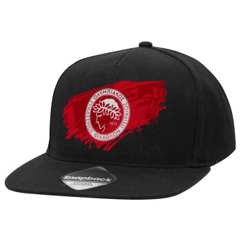 Olympiacos F.C., Καπέλο Ενηλίκων Flat Snapback Μαύρο, (100% ΒΑΜΒΑΚΕΡΟ TWILL, ΕΝΗΛΙΚΩΝ, UNISEX, ONE SIZE)