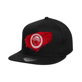 Olympiacos F.C., Children's Flat Snapback Hat, Black (100% COTTON, CHILD, UNISEX, ONE SIZE)