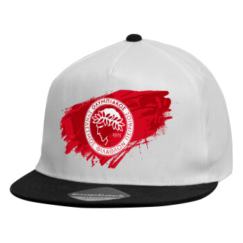Olympiacos F.C., Καπέλο παιδικό Flat Snapback, Λευκό (100% ΒΑΜΒΑΚΕΡΟ, ΠΑΙΔΙΚΟ, UNISEX, ONE SIZE)