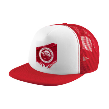 Olympiacos F.C., Καπέλο Ενηλίκων Soft Trucker με Δίχτυ Red/White (POLYESTER, ΕΝΗΛΙΚΩΝ, UNISEX, ONE SIZE)