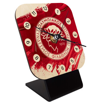 Olympiacos F.C., Επιτραπέζιο ρολόι σε φυσικό ξύλο (10cm)