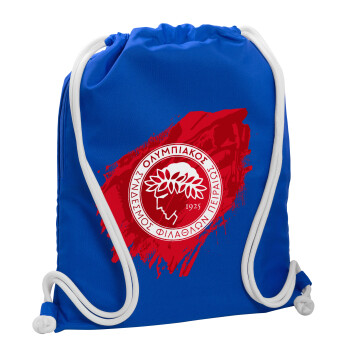 Olympiacos F.C., Τσάντα πλάτης πουγκί GYMBAG Μπλε, με τσέπη (40x48cm) & χονδρά κορδόνια
