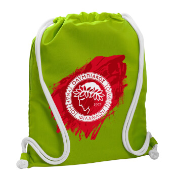 Olympiacos F.C., Τσάντα πλάτης πουγκί GYMBAG LIME GREEN, με τσέπη (40x48cm) & χονδρά κορδόνια