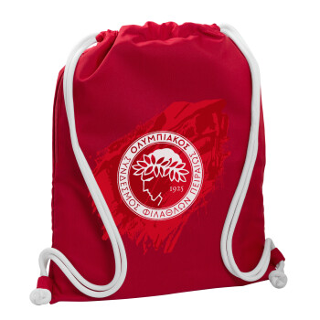 Olympiacos F.C., Τσάντα πλάτης πουγκί GYMBAG Κόκκινη, με τσέπη (40x48cm) & χονδρά κορδόνια