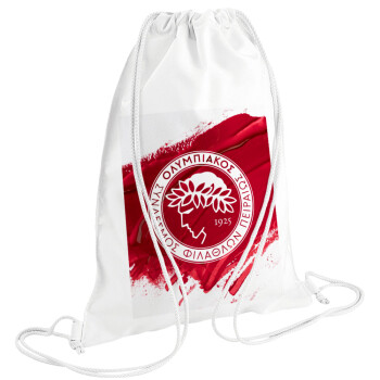 Olympiacos F.C., Τσάντα πλάτης πουγκί GYMBAG λευκή (28x40cm)