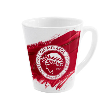Olympiacos F.C., Κούπα κωνική Latte Λευκή, κεραμική, 300ml