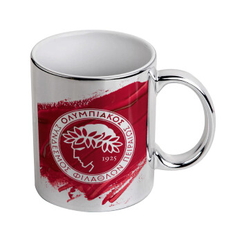 Olympiacos F.C., Mug ceramic, silver mirror, 330ml