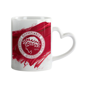 Olympiacos F.C., Mug heart handle, ceramic, 330ml